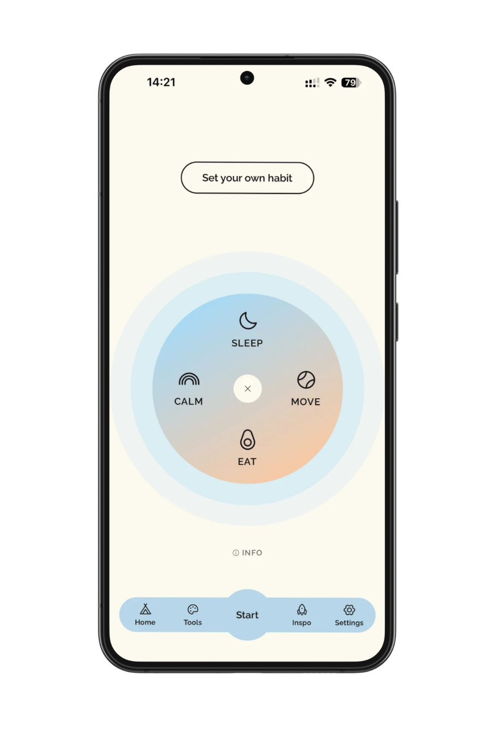 Habiness app — choose a pillar to set a habit