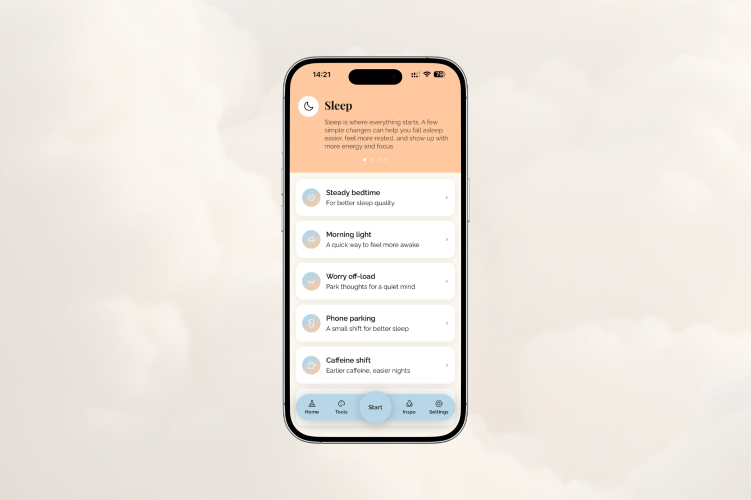 Practical sleep tips in the Habiness app
